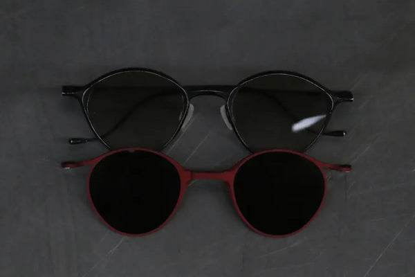 Rigards RG1038 series collection detachable double-layer plain sunglasses RG-RG1038ST-FGHHLH retro black and red frame green gray / dark gray lenses